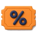 Ticket with a percent sign, casino reload bonus