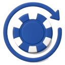 Casino chip circled by an arrow, bonus wagering