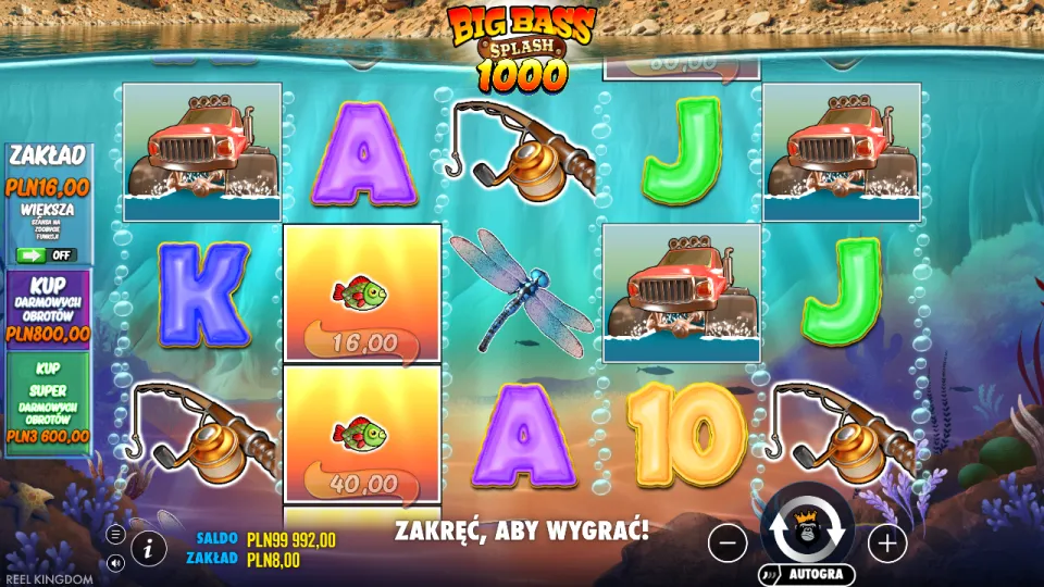 Big Bass Splash 1000, screen after a spin