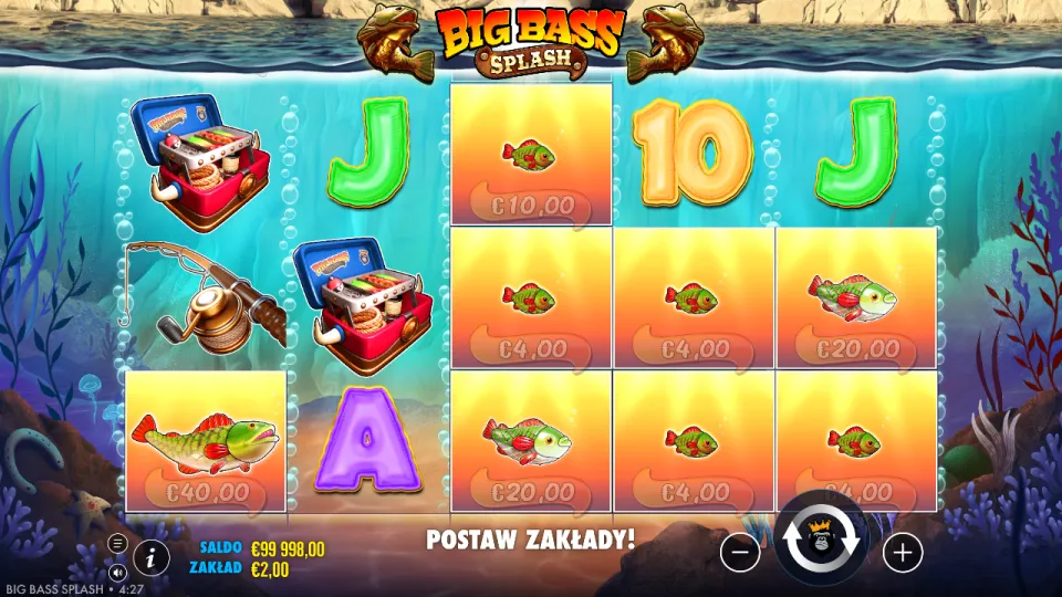 Big Bass Splash, screen after a spin Big Bass Splash, screen after a spin
