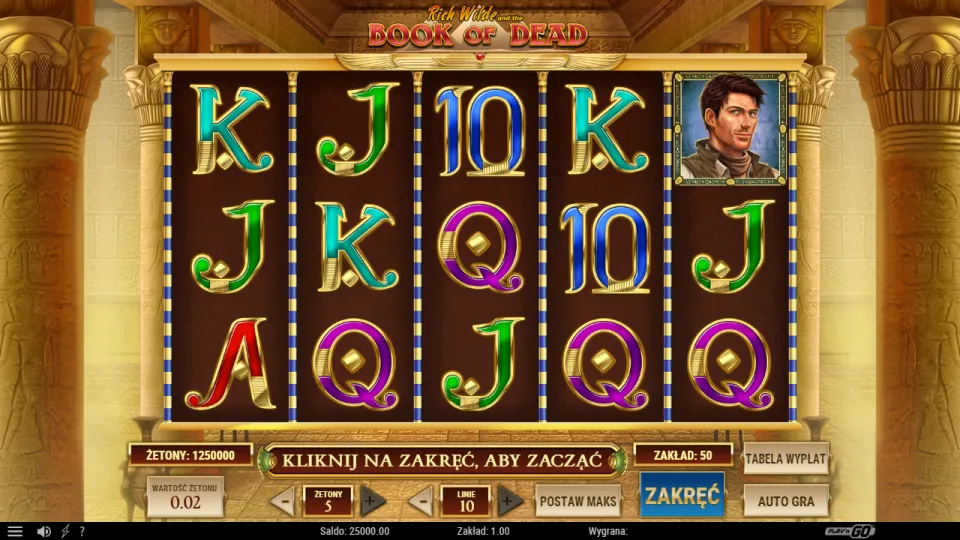 Book of Dead, game screen