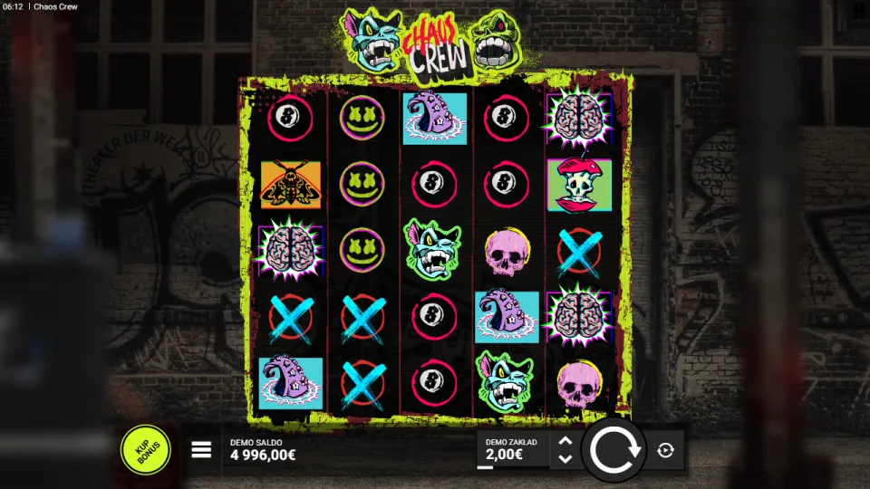 Chaos Crew, screen after a spin