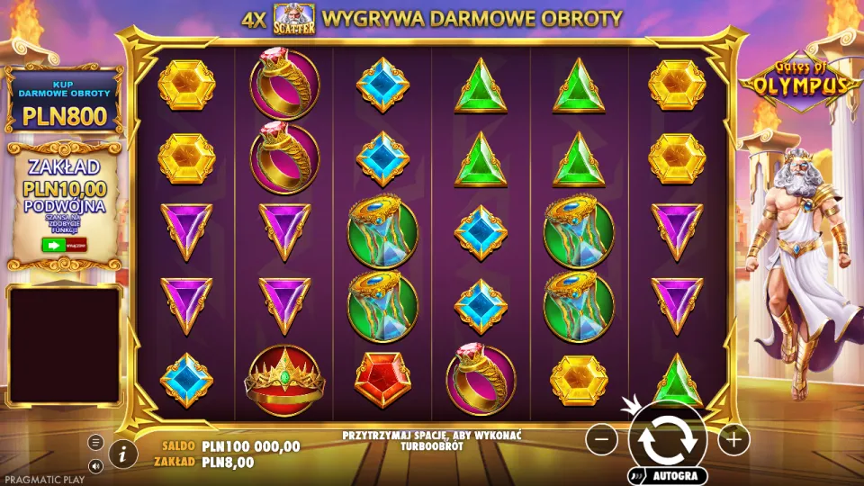 Gates of Olympus, game screen