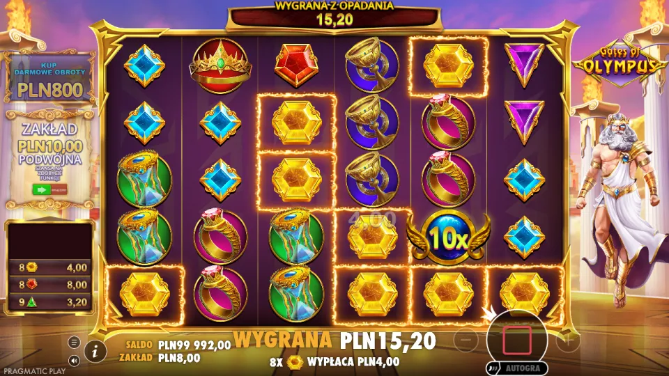 Gates of Olympus, screen after a spin