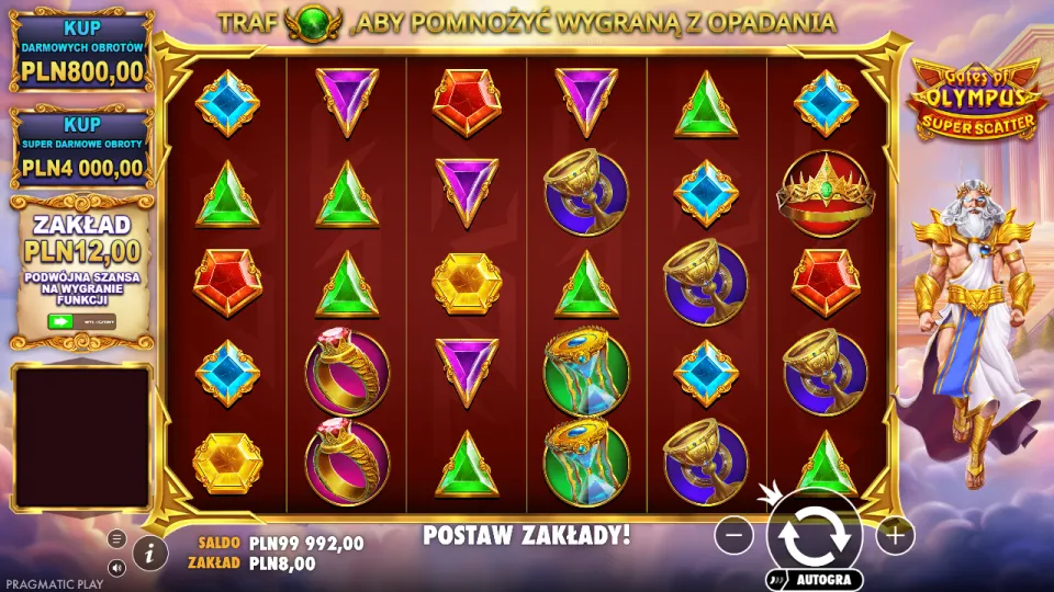 Gates of Olympus Super Scatter, screen after a spin