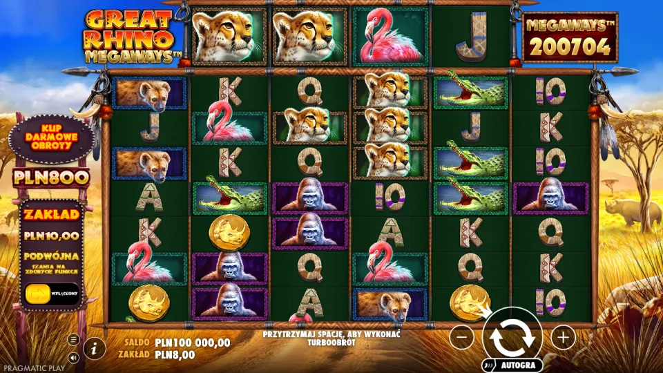 Great Rhino Megaways, game screen