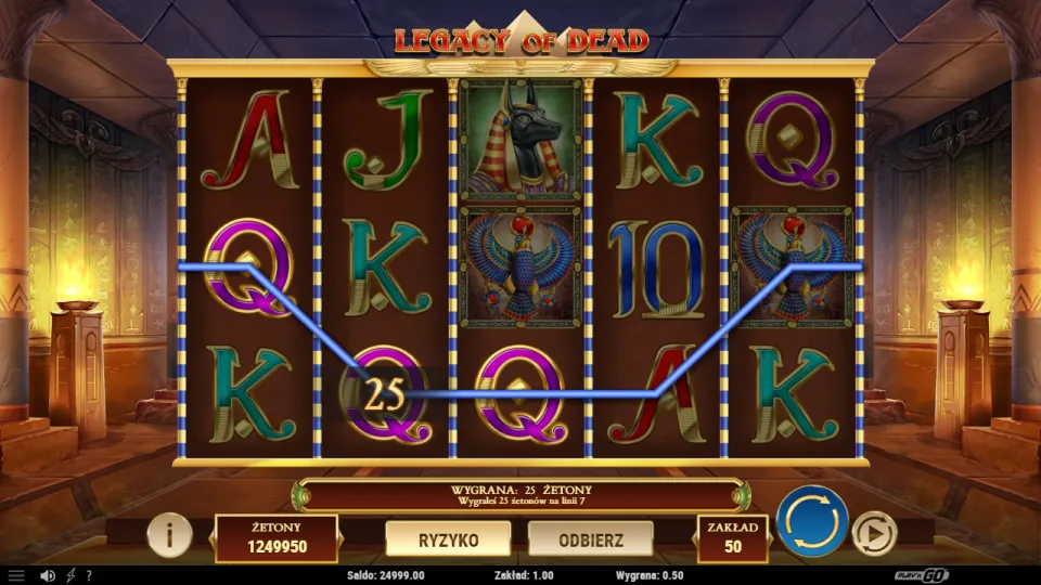 Legacy of Dead, screen after a spin
