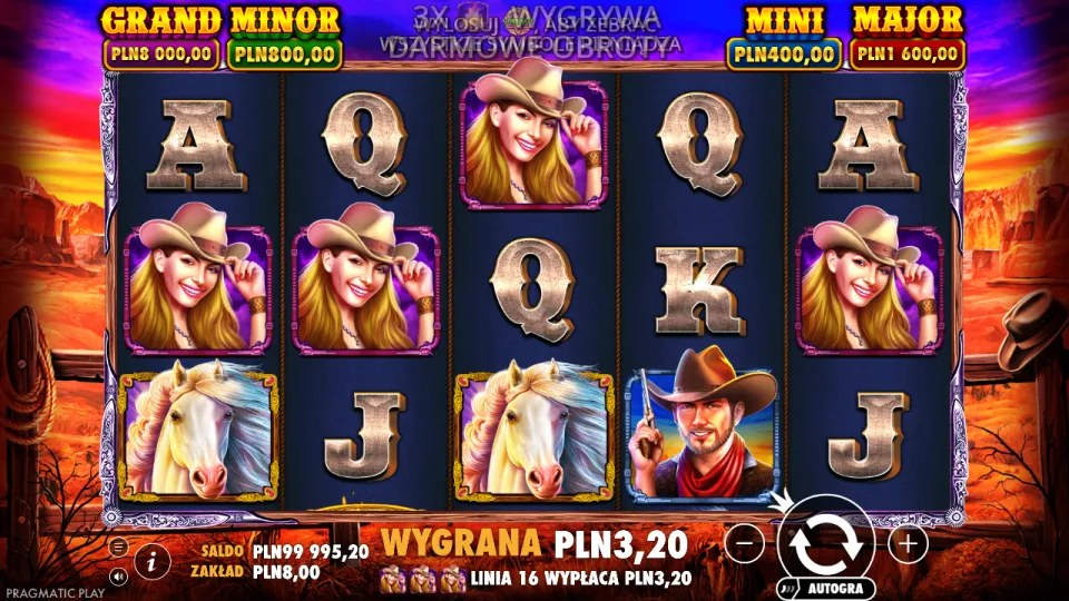 Mustang Gold, screen after a spin Mustang Gold, screen after a spin