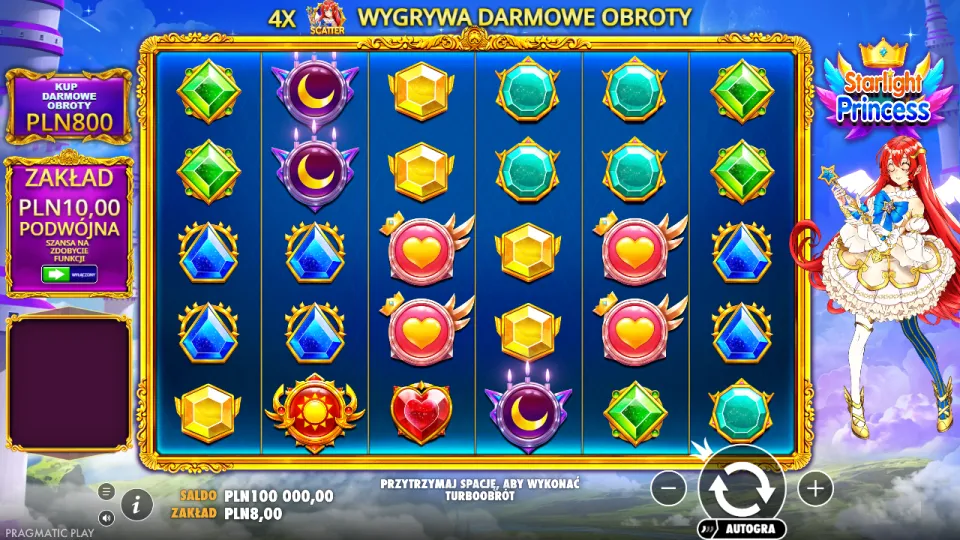 Starlight Princess, game screen