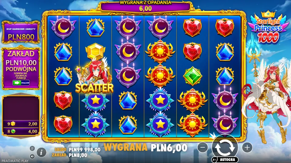 Starlight Princess 1000, screen after a spin Starlight Princess 1000, screen after a spin