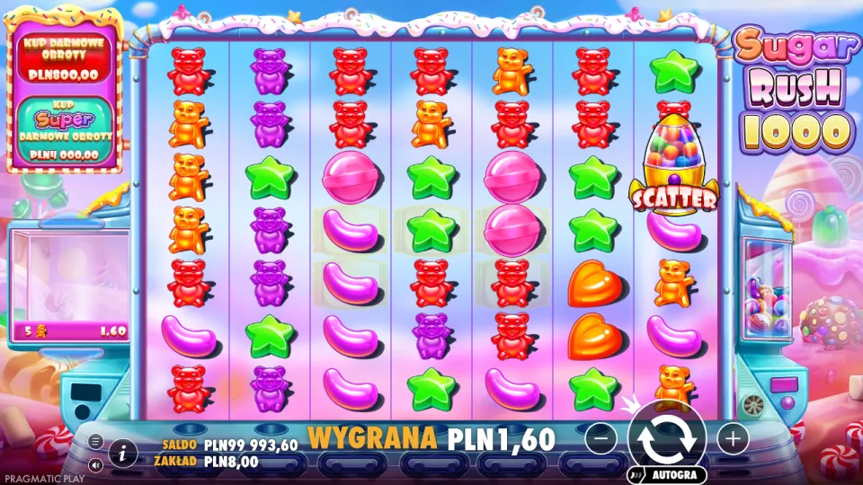 Sugar Rush 1000, screen after a spin Sugar Rush 1000, screen after a spin