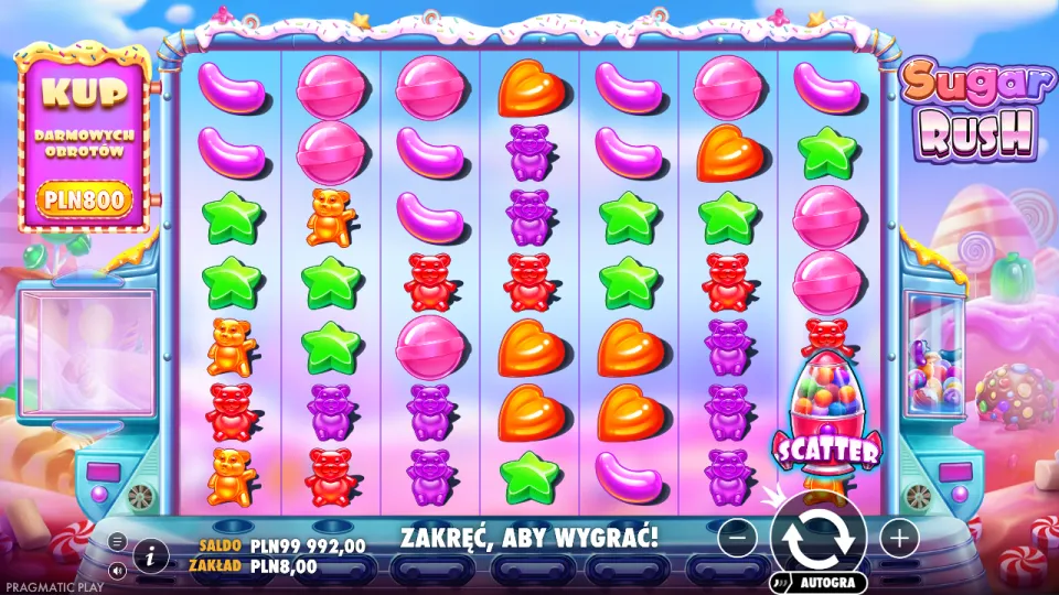 Sugar Rush, screen after a spin Sugar Rush, screen after a spin