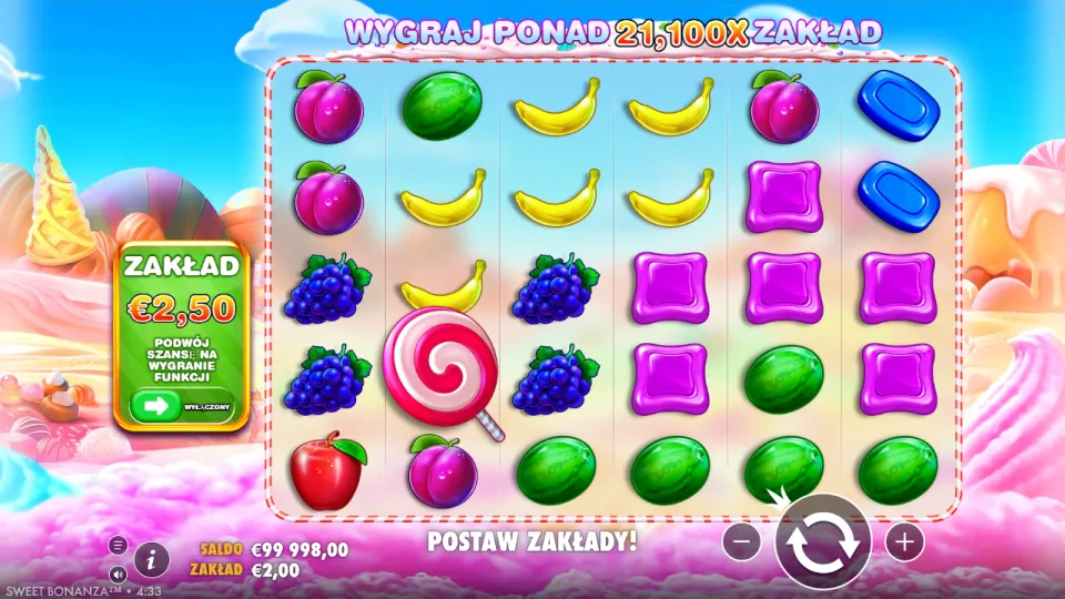 Sweet Bonanza, screen after a spin Sweet Bonanza, screen after a spin