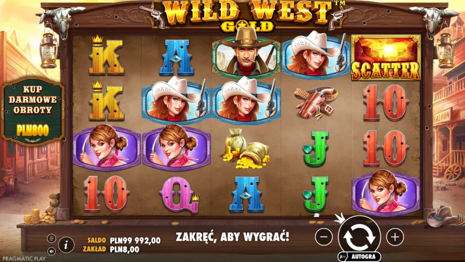 Wild West Gold, screen after a spin Wild West Gold, screen after a spin