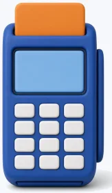 Card payment terminal with a bank card, a symbol of casino deposits