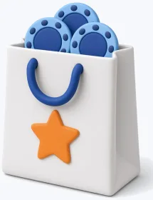 Gift bag filled with casino chips, a symbol of new casino bonuses