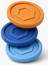 Stack of blue and orange coins, a symbol of small casino deposits