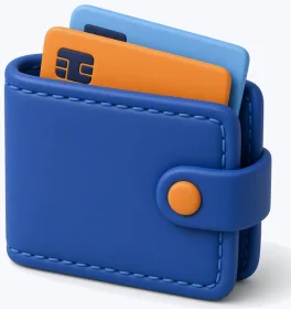 Blue wallet with cards, a symbol of prepaid casino vouchers
