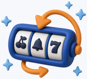 Pokie reel with a spin arrow and sparkles, a symbol of no deposit free spins